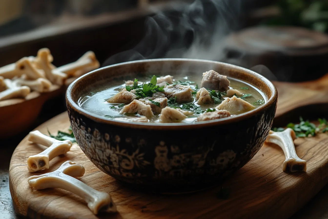 Soup bones in a pot, ready for slow cooking