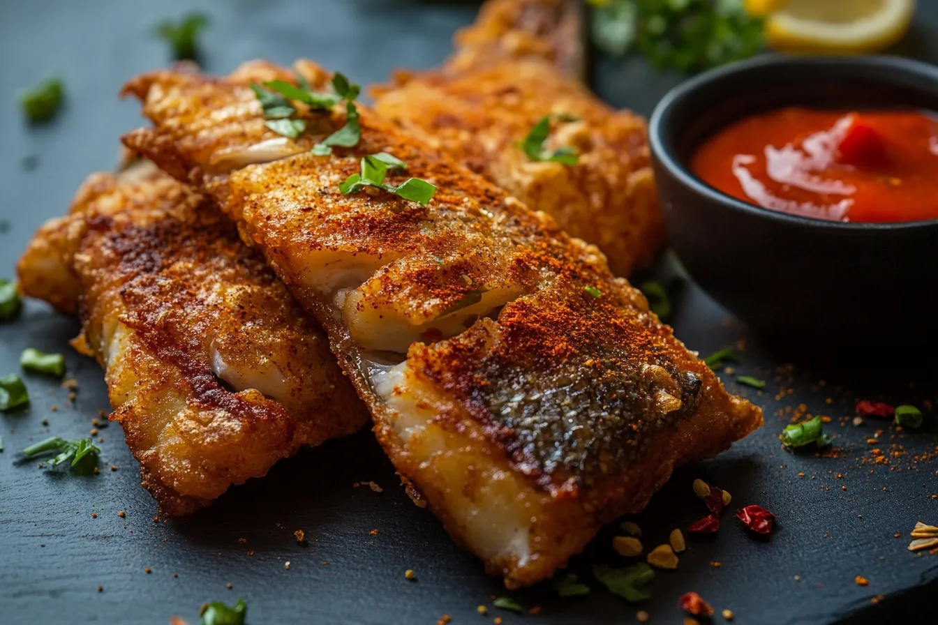 Best fish fry seasoning ingredients, showcasing spices and herbs used in seasoning for crispy fried fish.